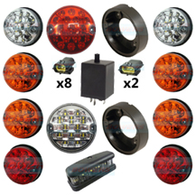 Land Rover Defender Traditional Coloured 11 LED Lamp/Light Complete Upgrade Kit RDX/Wipac